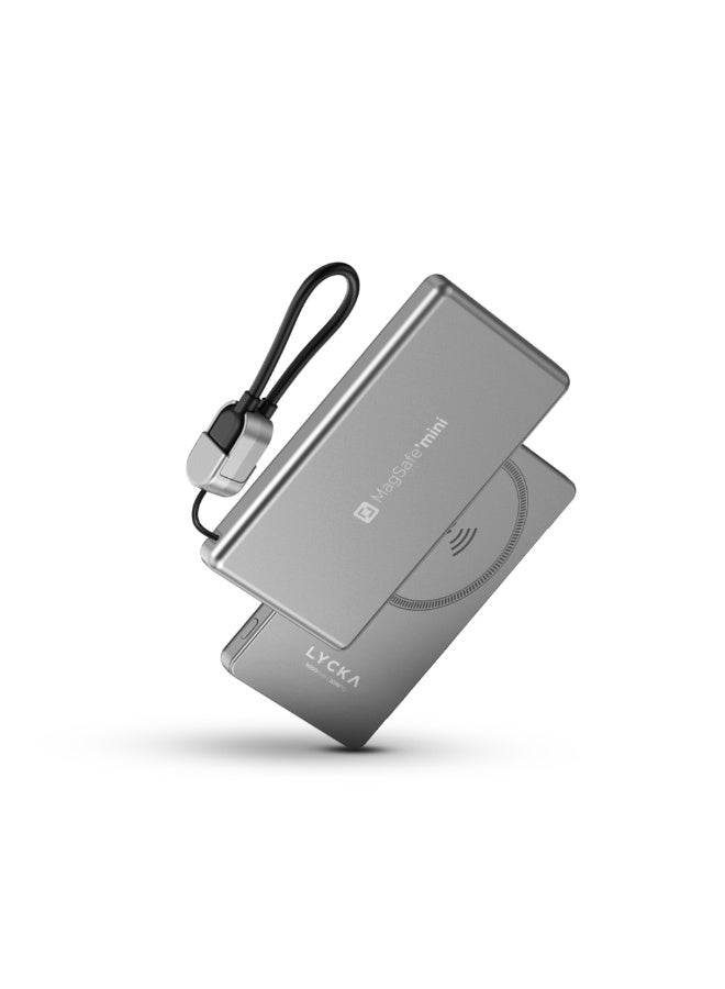 LYCKA MagSafe Mini 5000mAh Magnetic Wireless Power Bank - 15W Wireless Charging, 20W PD Fast Charging, Ultra Slim Portable Battery Pack for iPhone 16/15/14/13/12 Series - Image 1